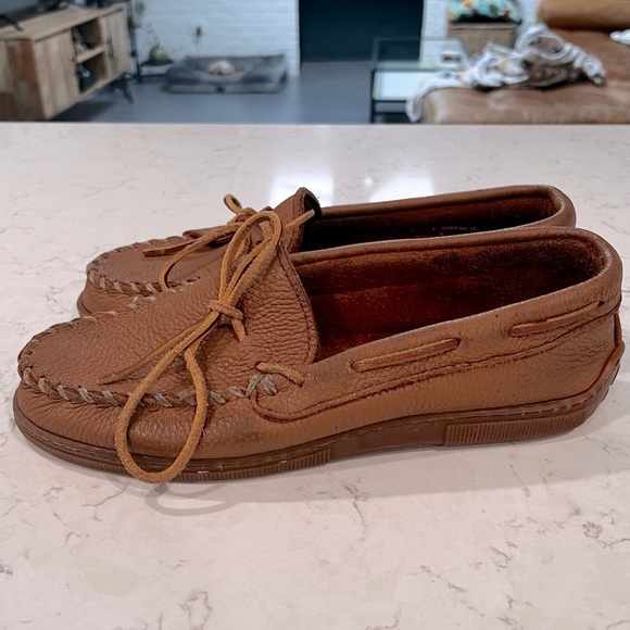 MINNETONKA Genuine Moose Leather Loafers Size 9 - Picture 3 of 12
